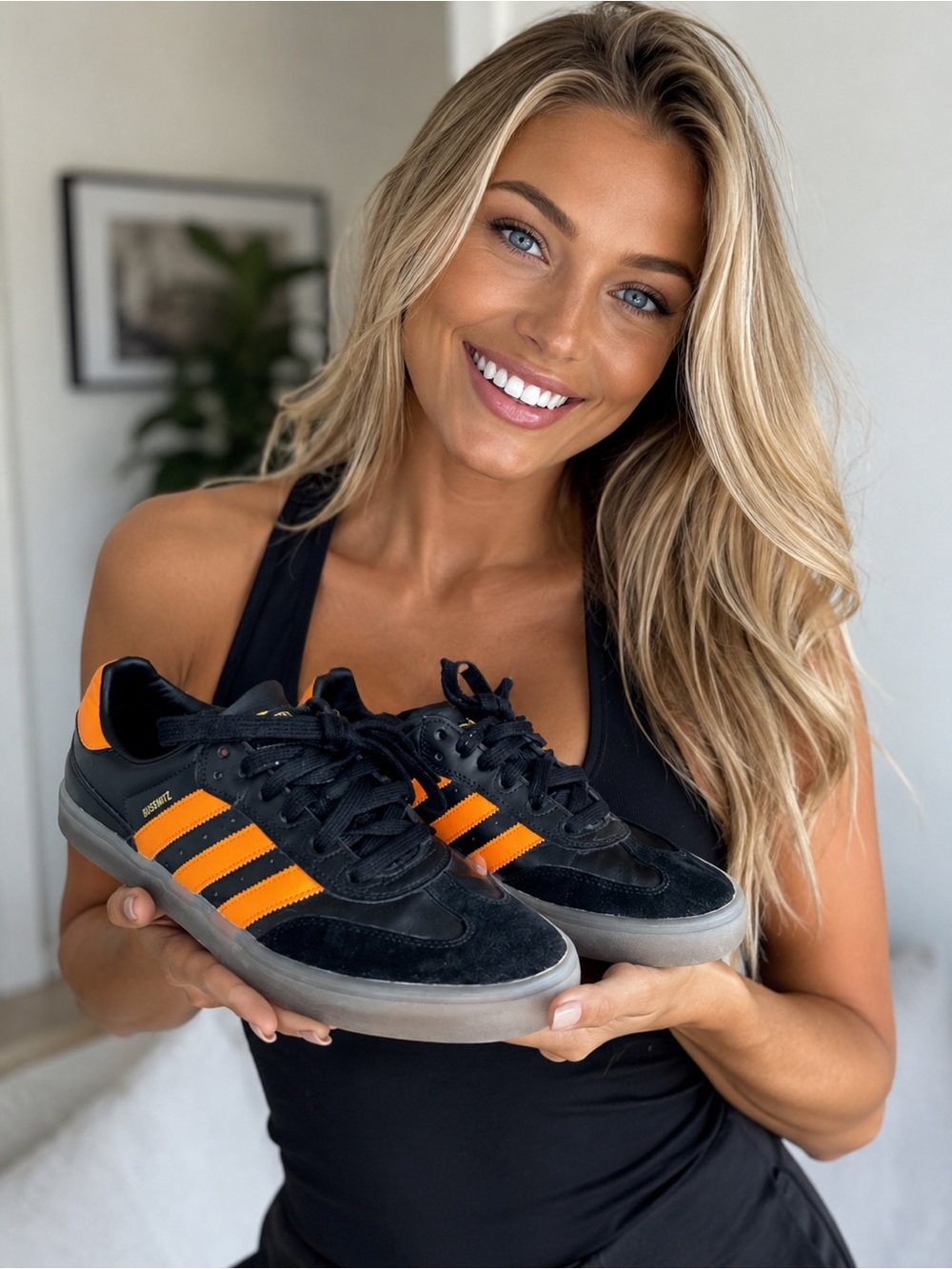 MAKE OFFER Adidas Busenitz Men's Black & Orange Sneakers Shoes Size 9.5; 10 US